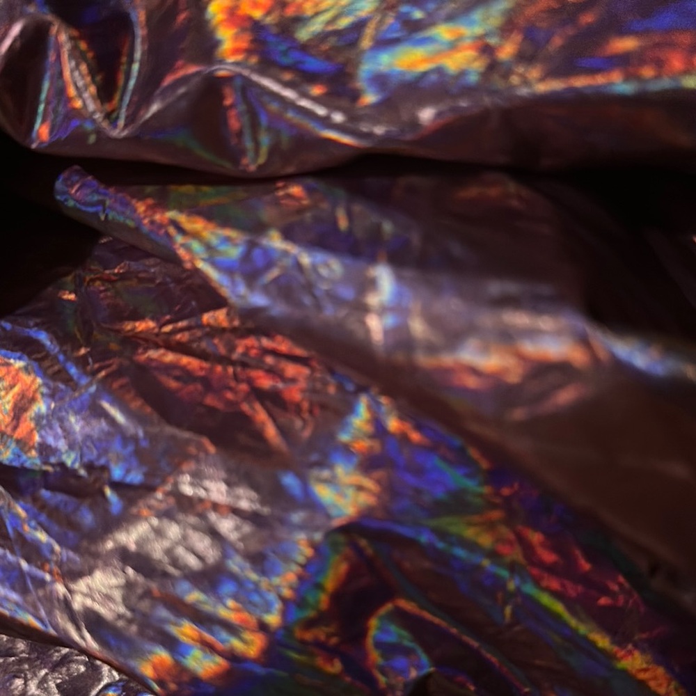 Shimmering Iridescent Pink Windbreaker Jacket Black Zipper - Picture 8 of 11